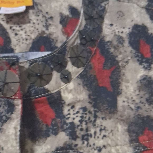 Ruby Rd. Red and Beige Animal Print Jacket - Picture 9 of 11